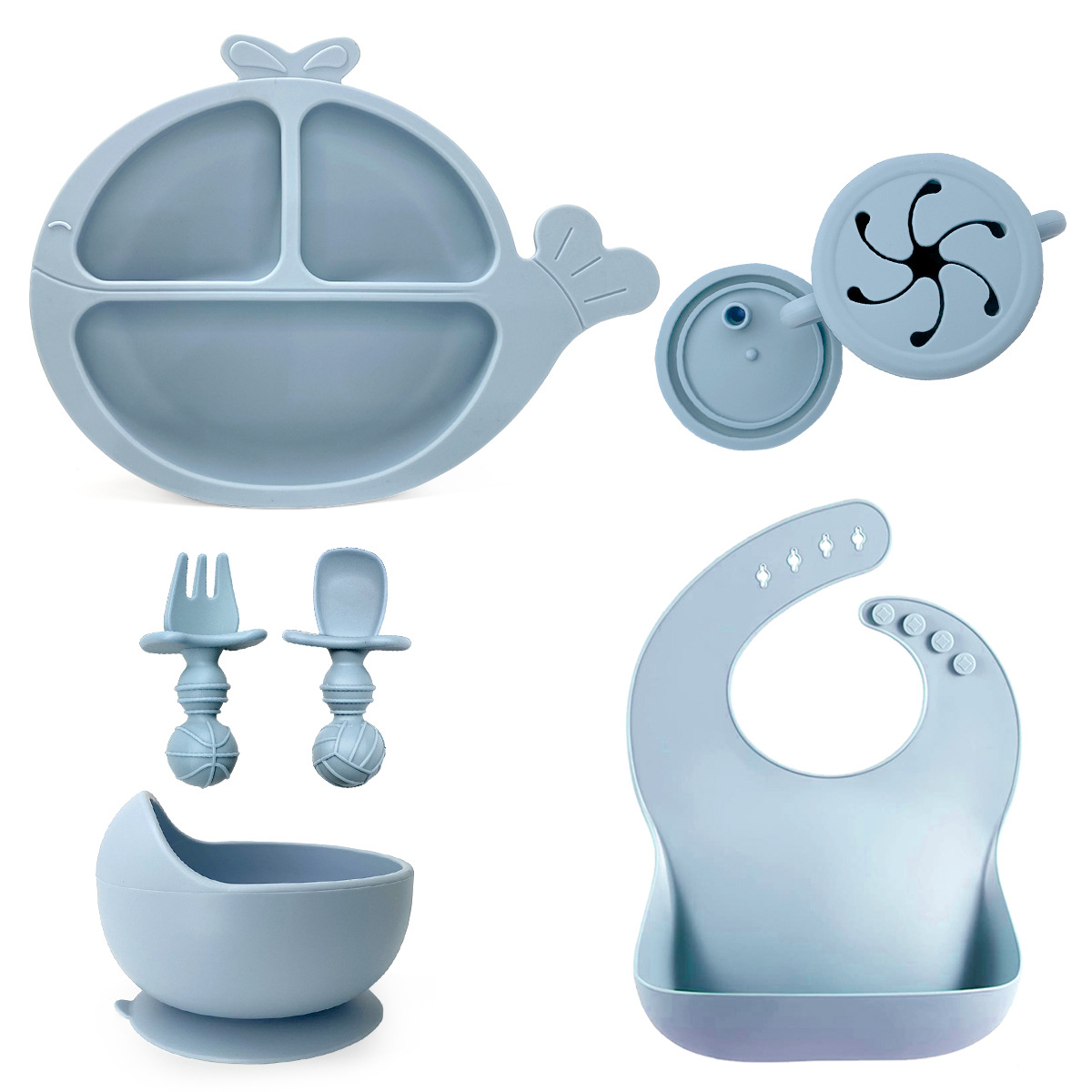 Plato dividido para bebé, vajilla popular para niños, plato de silicona para bebé y madre de Amazon, tazón de comida dividido