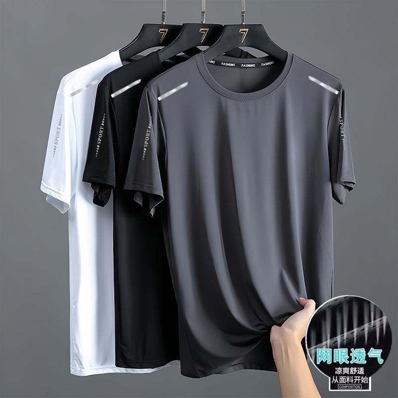 Summer Quick-drying T-shirt Men's Half-sleeve Loose Ice-cool Breathable Fitness Running plus size Elastic Quick-drying Clothes Sports Short-sleeve Summer Quick-drying T-shirt Men's Half-sleeve Loose Ice-cool Breathable Fitness Running plus size Elastic Quick-drying Clothes Sports Short-sleeve