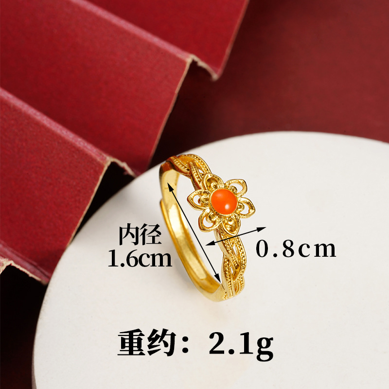 Shajin anillo de estilo popular lujo ligero chicas amor arco flores huecas anillo de aleación al por mayor