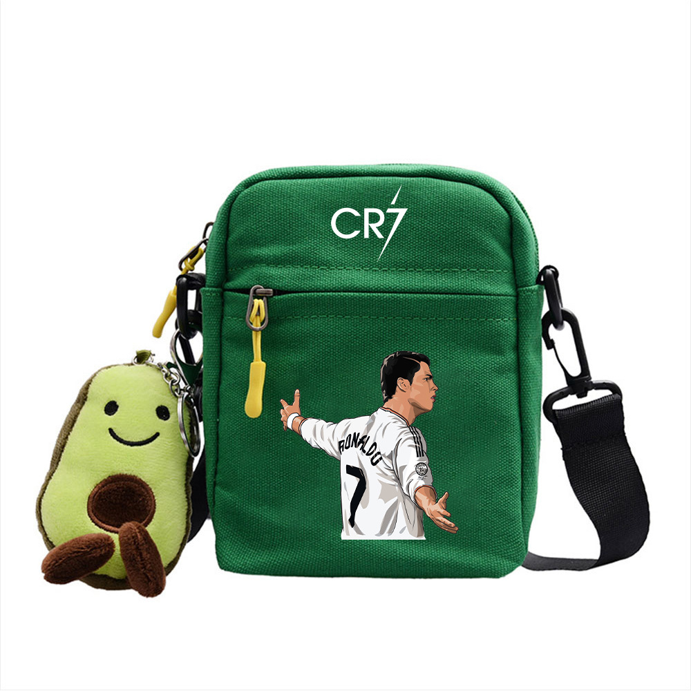 CR7 C罗四色帆布小众款印花小方包男女学生外出百搭单肩斜跨包