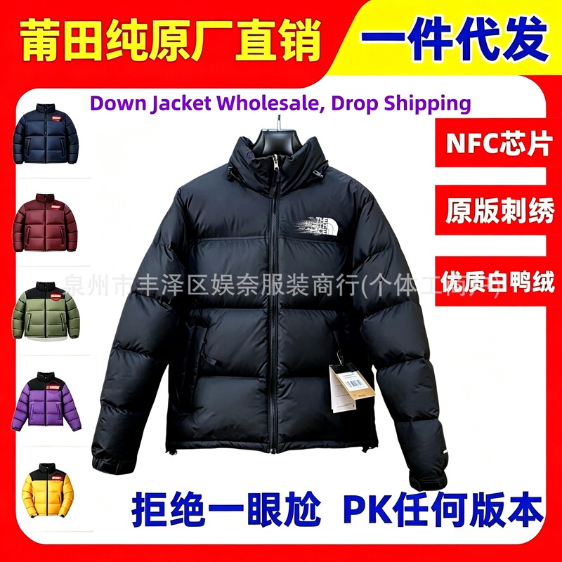 Putian Top North 1996 Down Jacket 700 Fill Power Embroidered Winter Unisex Loose Puffer Coat Wholesale Putian Top North 1996 Down Jacket 700 Fill Power Embroidered Winter Unisex Loose Puffer Coat Wholesale