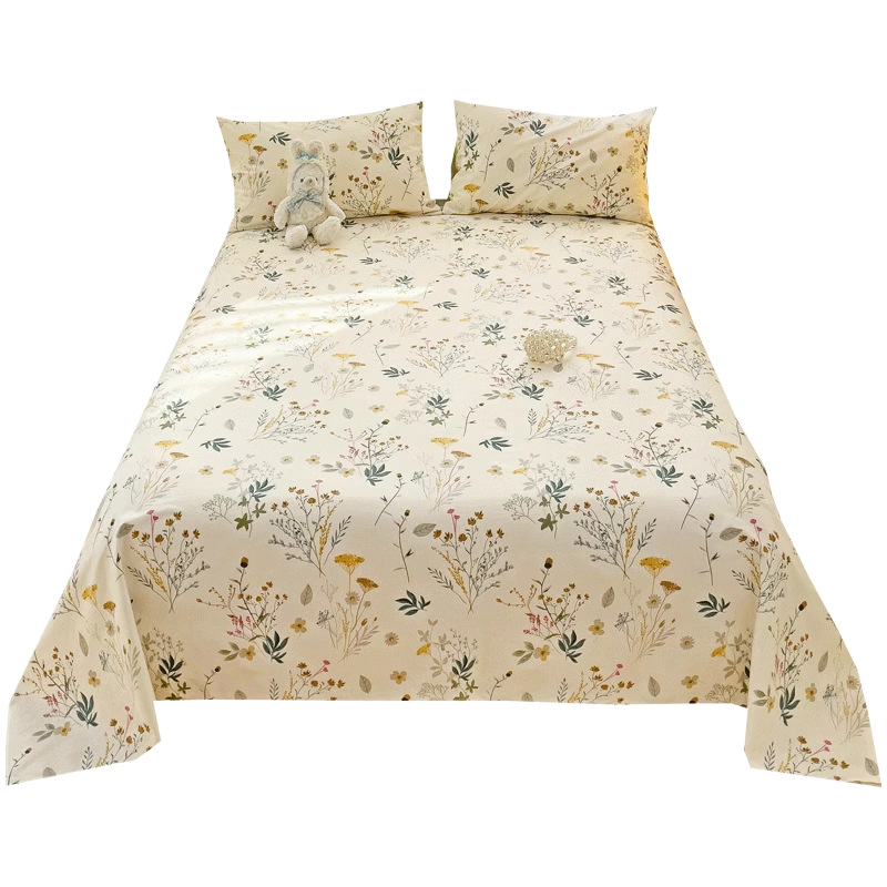 2025 nueva sábana de algodón fresco pequeña pieza individual 100 algodón dormitorio de estudiantes cama individual funda de almohada de tres piezas 2