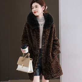 批发女装秋冬女士上衣仿貂绒仿皮草短款休闲毛呢外套时尚毛领百搭