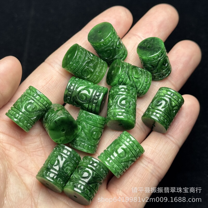 Myanmar Jadeite Dry Green 12×16mm Carved Barrel Beads Loose Beads Wholesale DIY Jade Jewelry Bracelet Pendant Accessories Myanmar Jadeite Dry Green 12×16mm Carved Barrel Beads Loose Beads Wholesale DIY Jade Jewelry Bracelet Pendant Accessories