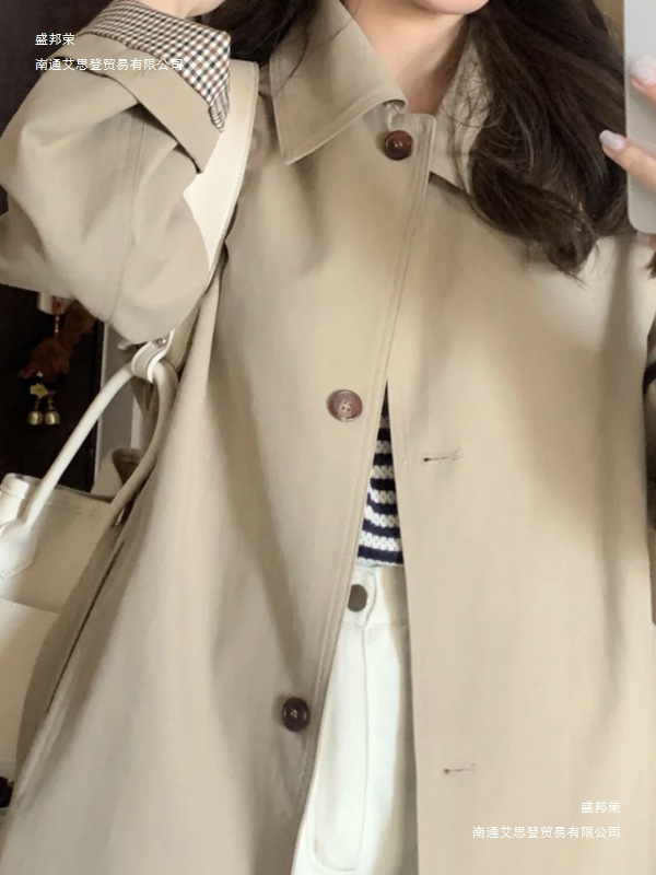 大码胖妹妹风衣外套女2025秋冬新款英伦风中长款系带收腰过膝大衣|undefined
