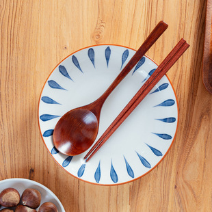 Japanese Style Tableware Large Spoon Solid Wood Soup Spoon Household Porridge Spoon Long Handle Wood Rice Spoon Drinking Spoon Suo Powder for Noodles