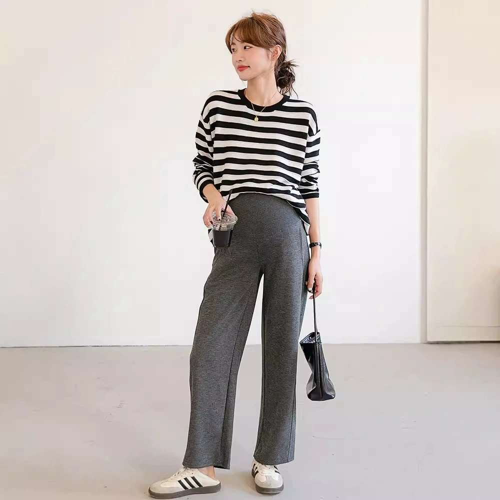 Осенняя и зимняя одежда для беременных мода в полоску вязаный свитер для беременных классический свободный свитер в полоску свитер с круглым вырезом