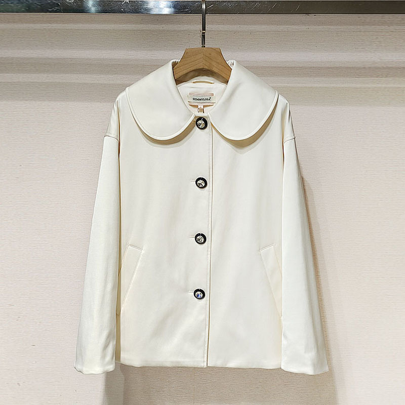 1件起批2025冬女装 XRJ7G02D米白色优雅淑女风衣棉服外套S250800|undefined
