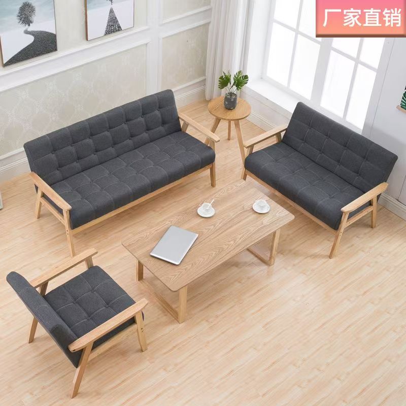 Café Sofá de recepción de negocios Negociación sala de estar Oficina Sofá de madera simple Sofá de oficina image 5