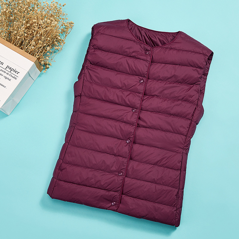 2024 Cross-border New Lightweight Down Jacket Women's Short Inner Tank Vest Inner Wearing Round Neck Warm Vest Jacket 2024 Cross-border New Lightweight Down Jacket Women's Short Inner Tank Vest Inner Wearing Round Neck Warm Vest Jacket