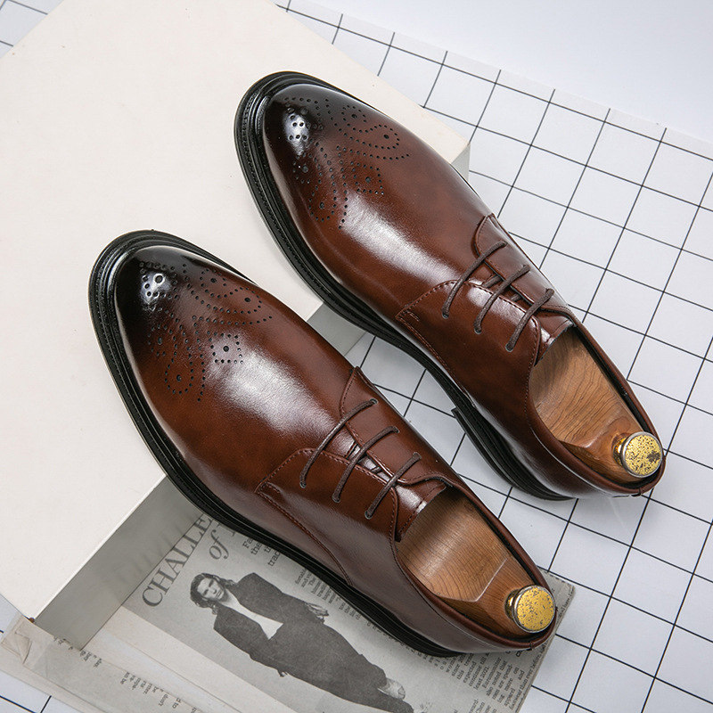 Comercio exterior Gran Inglés Bloc zapatos de hombre primavera y otoño 2024 zapatos de cuero casuales de negocios zapatos de boda de hombre