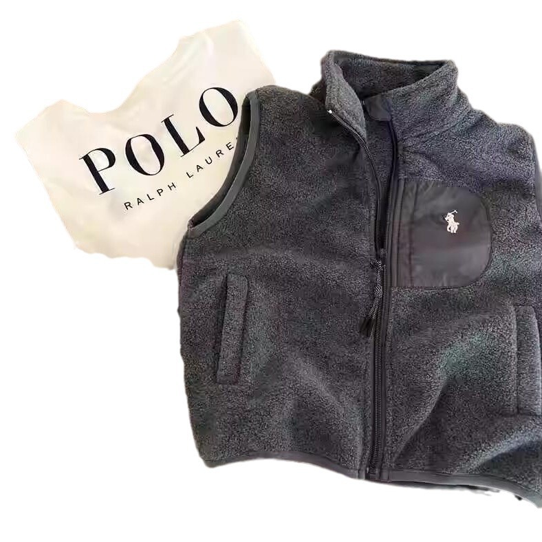 Estrellas redondas de niños chaleco 2025 otoño y invierno niños y niñas cordero hombros bebés agitando chaleco de terciopelo caliente chaleco de marca de moda