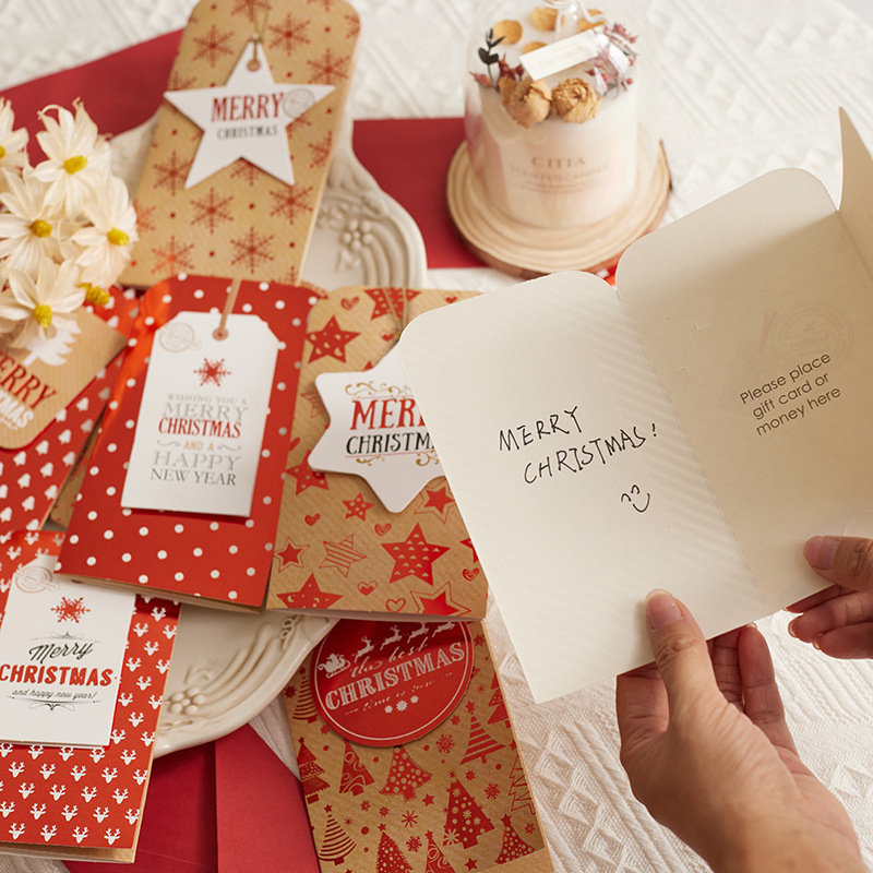 Tarjeta de Navidad Elevadora de Navidad Decoración Colgante Caja de regalo Accesorios de embalaje Tarjeta de mensaje Tarjeta postal manuscrita