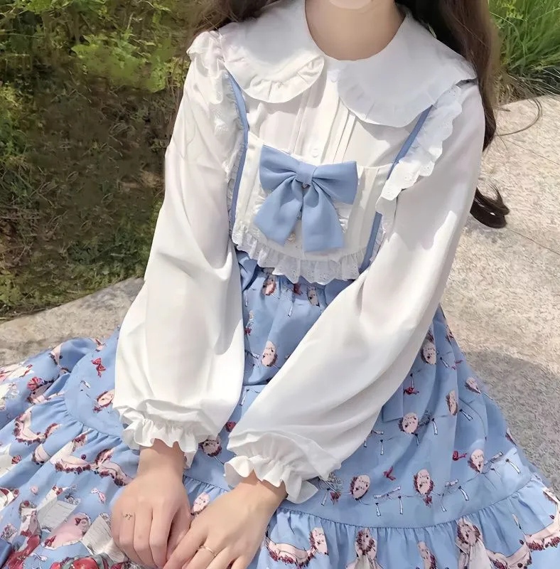 Fall 2023 sweet Japanese JK doll collar long-sleeved shirt Lolita inner student loose bottoming shirt for women