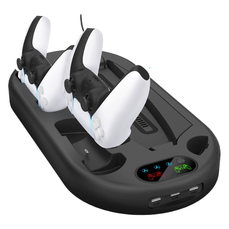 Base de carga y refrigeración para PS5, soporte de carga para el control de PS5, soporte multifuncional, disipación de calor inteligente y eficiente