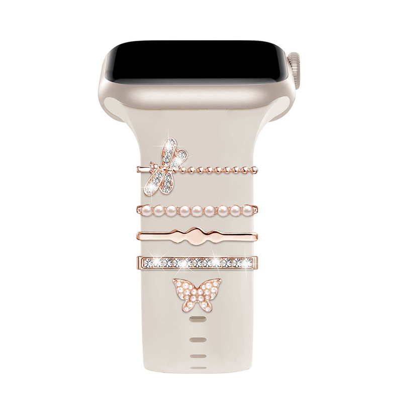 Suitable for Apple Smart Watch Silicone Strap Decorative Ring Butterfly Buckle Strap Decoration New Decorative Ring