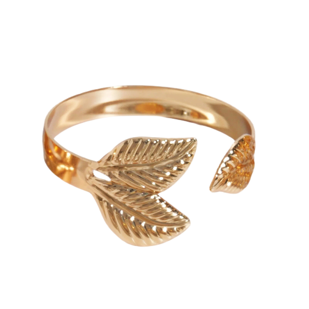 Europa y América metal viento hoja estriado pulsera abierta temperamento de moda sensación de diseño pulsera simple nicho muñeca transfronteriza