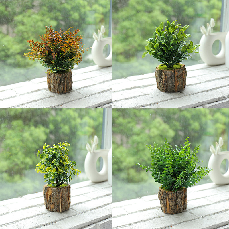 Set de plantas verdes en maceta de 4 piezas H☆