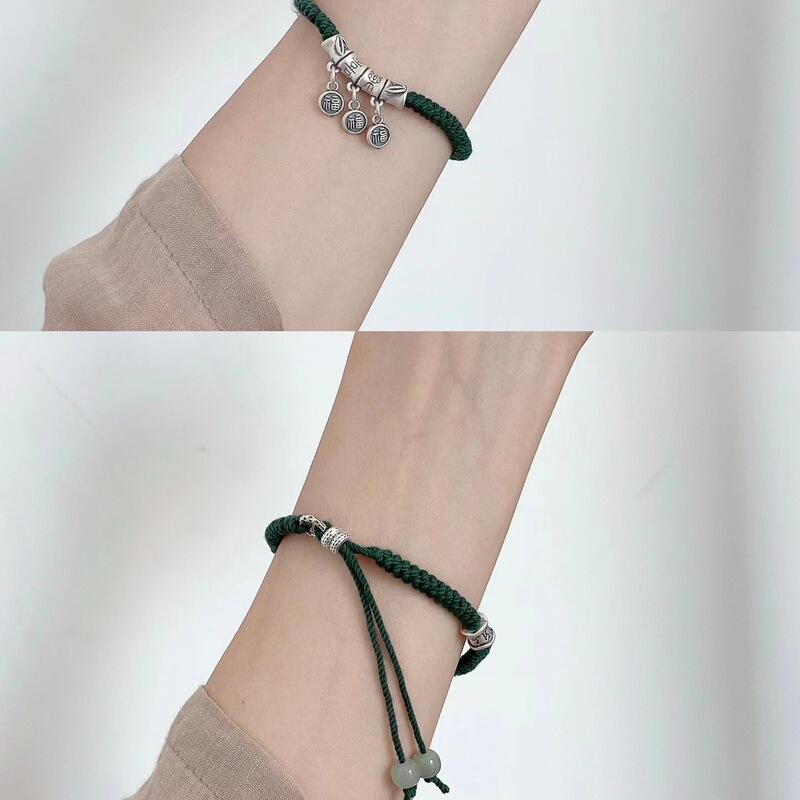 Original Design Xile Bamboo Tube Hanging Three-Fortune Cotton Thread Bracelet