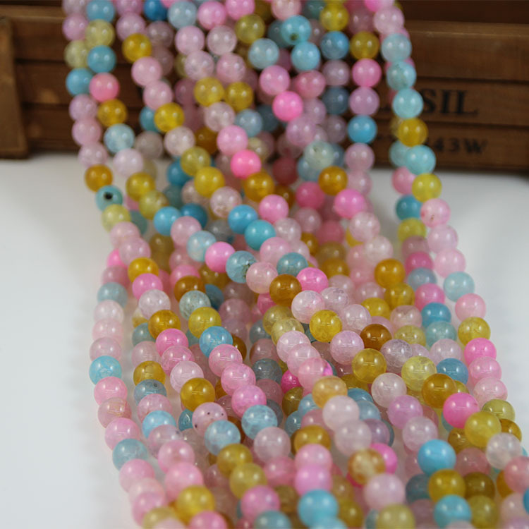 Duobao Exploded Agate Beads 6mm, about 63 pieces, about 20 grams