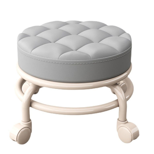 Home Skating Low Bench Children's Swivel Wheel Learning Step Bench Seamless Nail Moving Small Round Bench Living Room Entrance Shoe Changing Bench