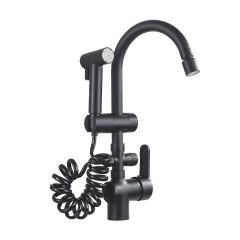 K9HX wholesale cold and hot kitchen faucet black household balcony laundry basin sink single hole upright pressure spray