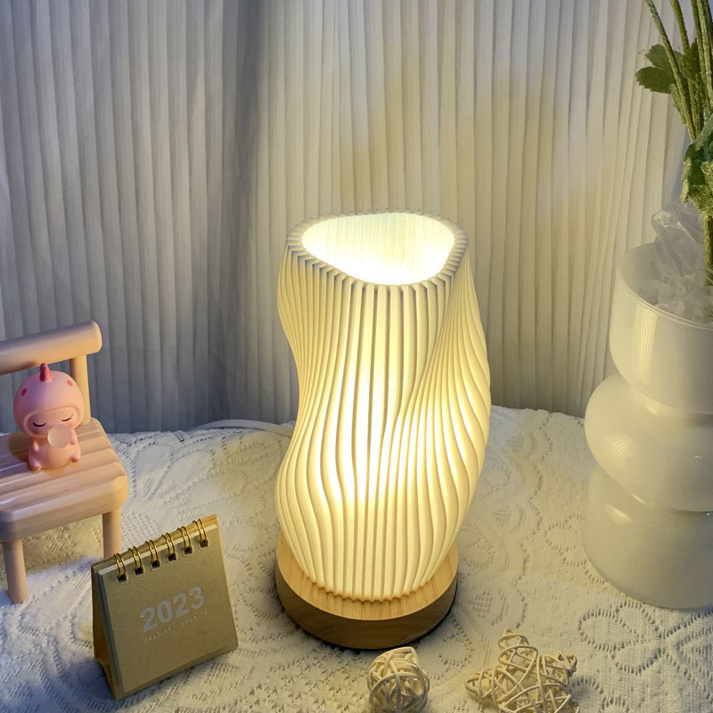 Lámpara de mesa de dormitorio de madera maciza moderna simple protección ocular decoración transfronteriza atmósfera creativa luz nocturna lámpara de noche lámpara de mesa
