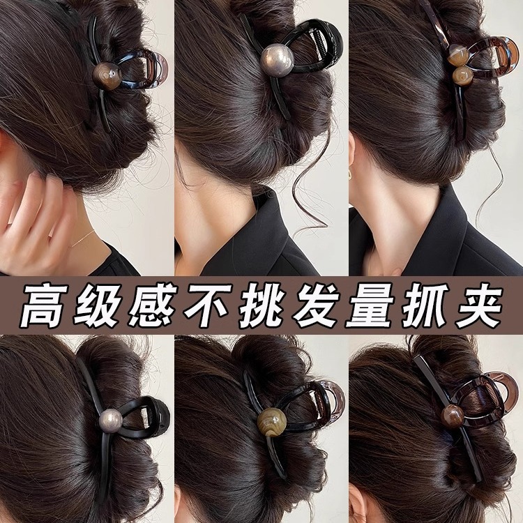 Retro francés gran clip de agarre mujer 2025 nuevo clip de tiburón de alta gama clip de cabello cabeza trasera clip de cabello tocado