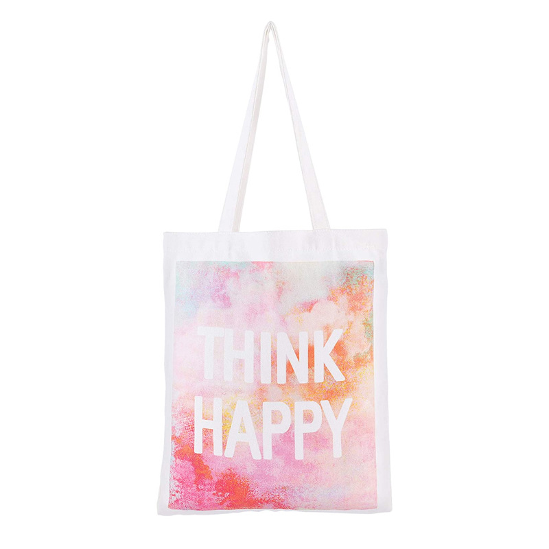 简约帆布手提袋渐变图案手提帆布袋单肩包买菜购物袋环保收纳袋