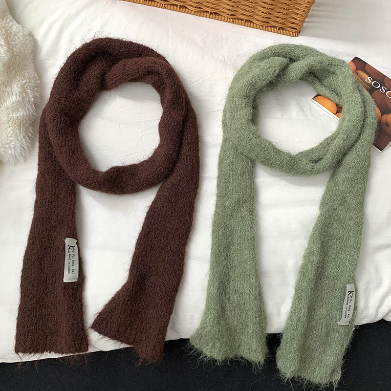 Bufandas de otoño y invierno sensación de atmósfera nuevo estilo coreano variante suave dulce sólido bufandas pegajosas delgadas calentamiento del collar