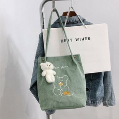 春夏新款文藝條絨包女單肩手提包學院風學生手提書包燈芯絨女包潮