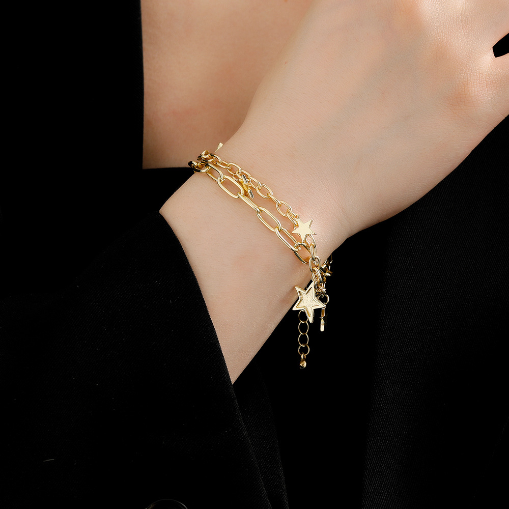Fashion Star Copper Bracelets Layered Hollow Out Copper Bracelets
