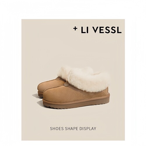 【Fashion】Sangpo Snow Boots for Women  Autumn/Winter New Plush Boots Leathery Fur Integrated Insulated Rounded Toe Semi-Drag