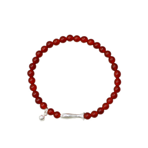 New Chinese-style red agate koi fish bracelet for women with niche design high-end elastic rope simple fashionable and versatile bracelet