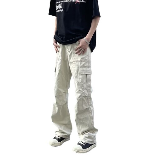 Autumn American retro multi-pocket overalls men's cleanfit fashion brand casual loose pleated wide-leg pants