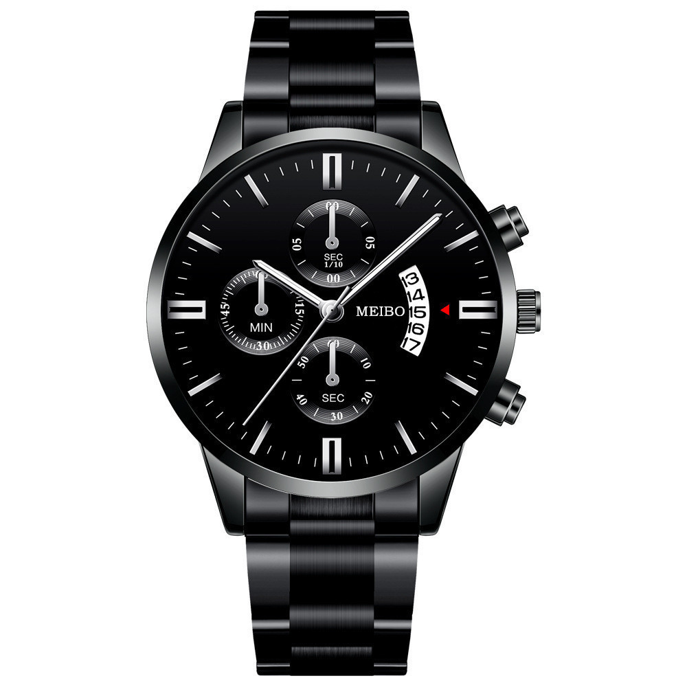 Reloj de hombre de negocios no mecánico de moda casual hombres de acero inoxidable con calendario atmosférico reloj de cuarzo