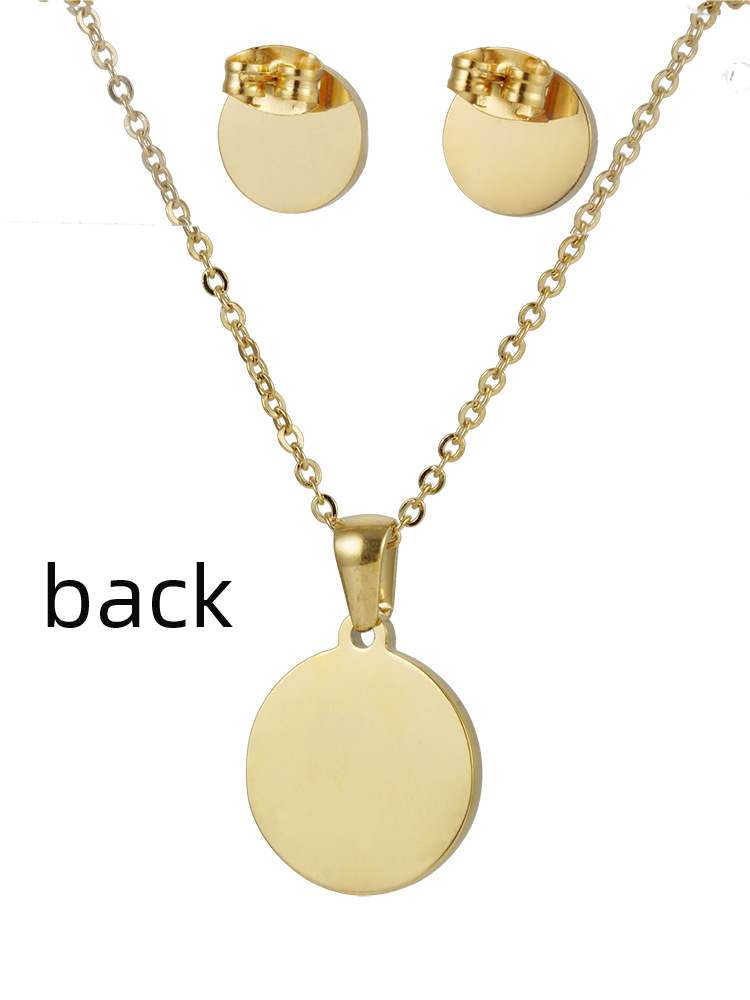Simple Style Round Letter Stainless Steel Gold Plated Shell Earrings Necklace 3 Piece Set