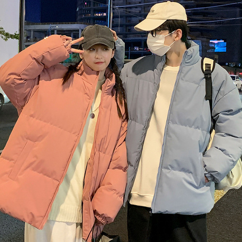 Cozy winter fashion brand warm cotton coat, unisex turtleneck outerwear for men and women