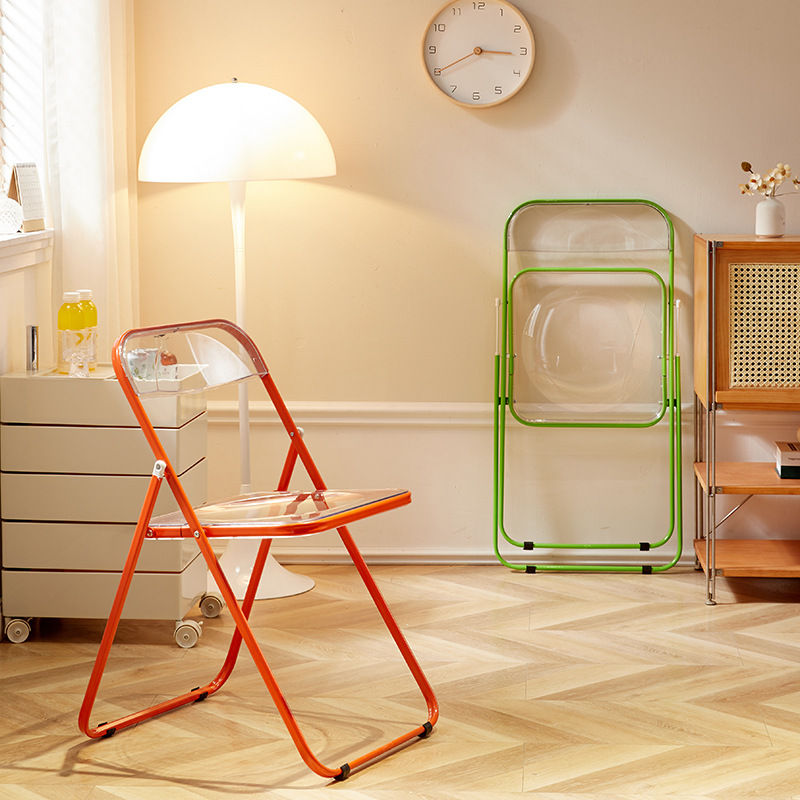 Internet-Famous Folding Chair, Acrylic Transparent Chair, Internet-Famous Photo-Taking Manicure Chair, Simple Folding Crystal Dining Chair Stool