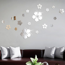 沙發牆3D立體花瓣貼亞克力鏡面牆貼自粘卧室走廊牆面裝飾小花貼畫