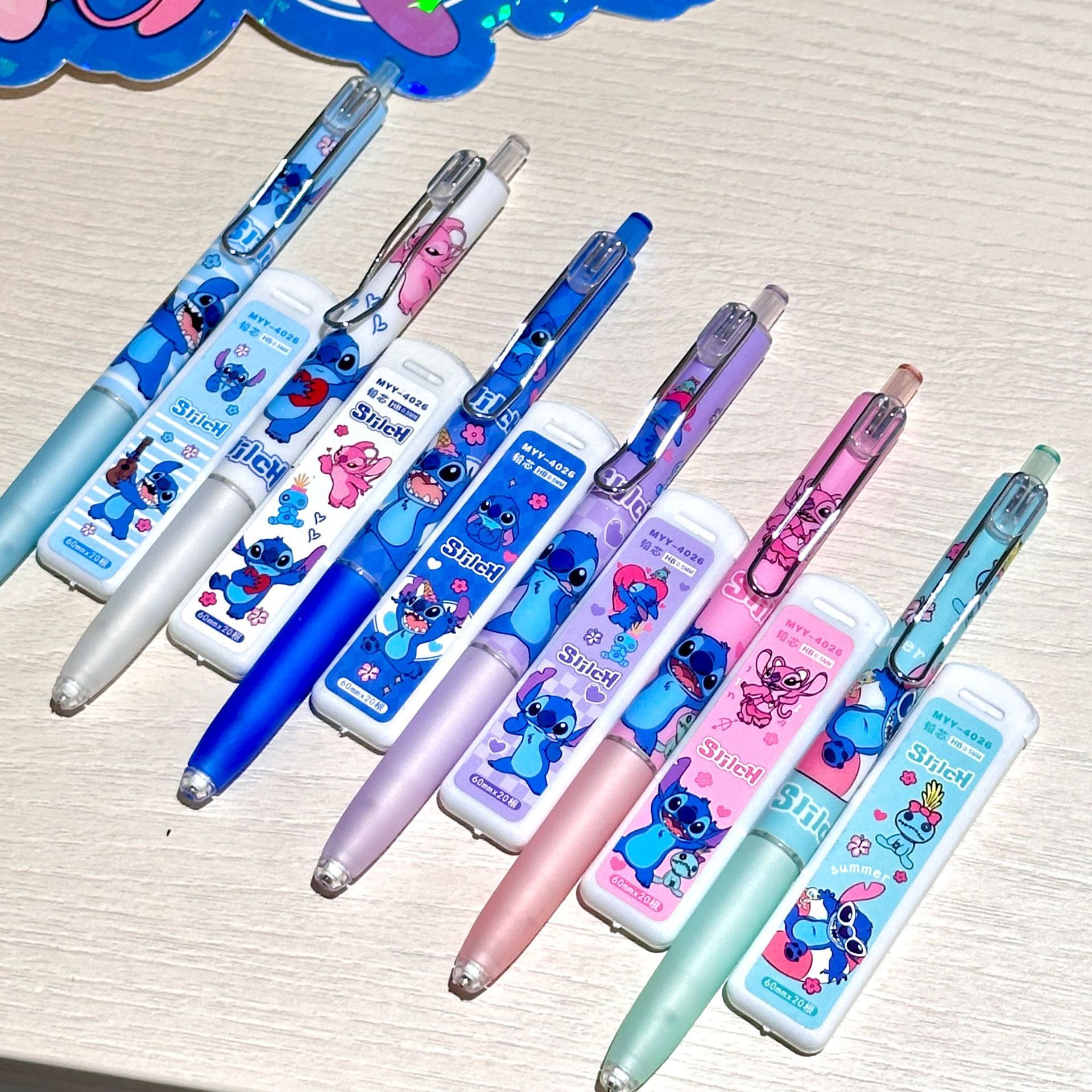 Juego de lápices automáticos Stitch de dibujos animados 0.5 lápices de actividad de alto valor Papelería para estudiantes Comercio exterior transfronterizo al por mayor image 4
