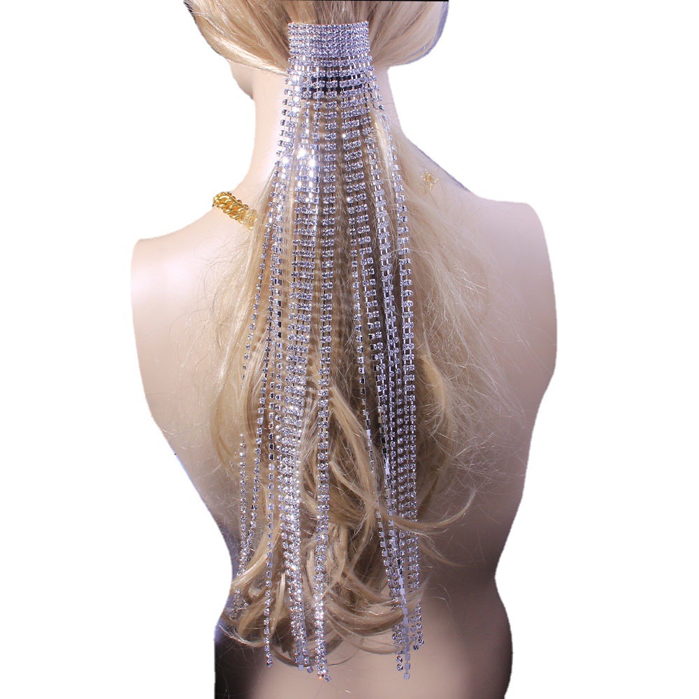 Lange Quaste Strass Haarkette Stirnband Mode Bühnenshow voller Diamant Kopfschmuck Senden Kette_voghion.com
