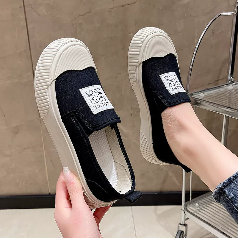 Парусиновые туфли, Женская Однослойная обувь, на весну и лето, новинка, модная универсальная Повседневная Удобная ленивая обувь без шнуровки, Студенческая обувь для женщин