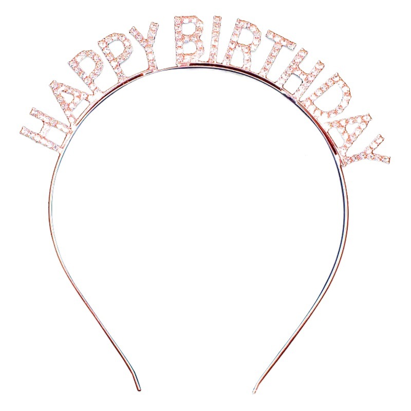 Diadema con diamantes "Feliz Cumpleaños" estilo elegante | Accesorio para fiesta y fotos | Venta al por mayor