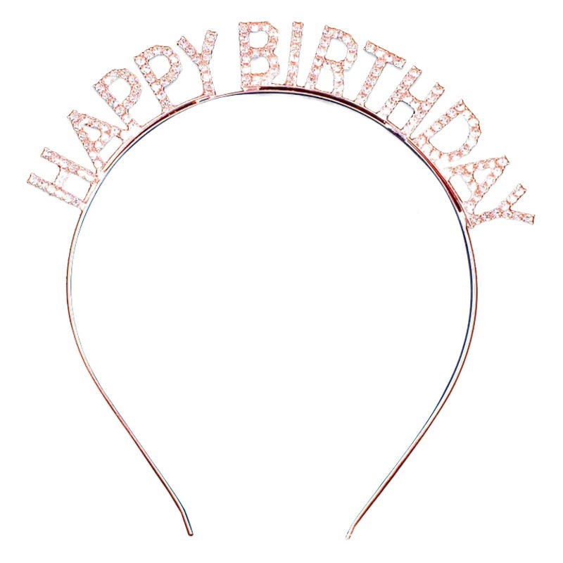 Трансграничный с днем рождения горный хрусталь High Sense атмосфера вечеринки фото реквизит Повязка На Голову головной убор женский оптом