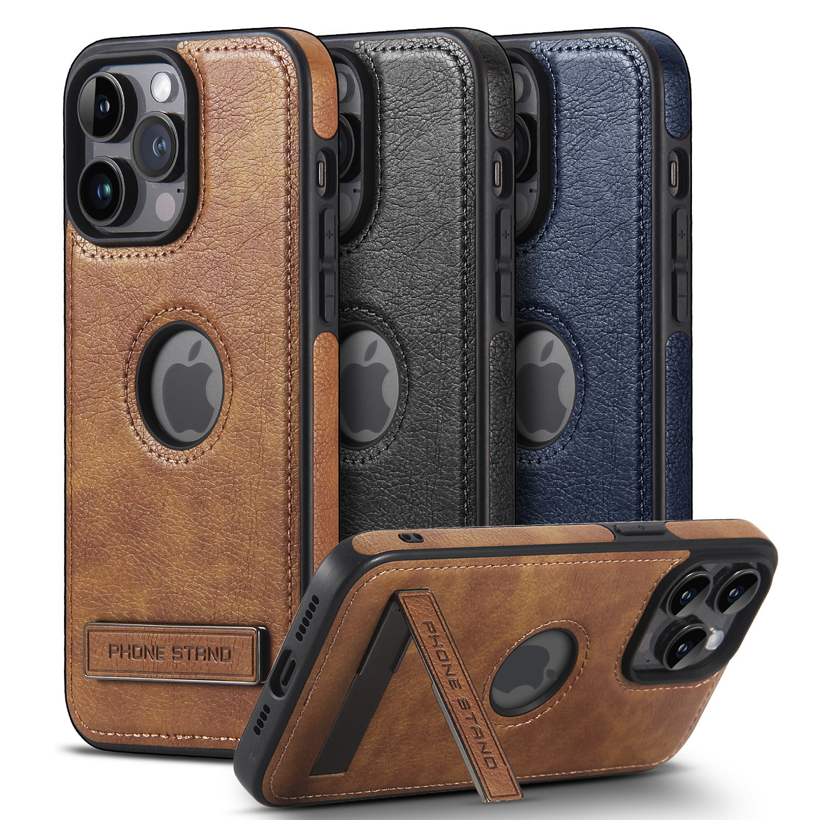 Aplicable para iPhone 17 Promax cubierta de cuero con soporte para teléfono móvil Apple 17 cubierta de protección contra caídas de cuero image 1