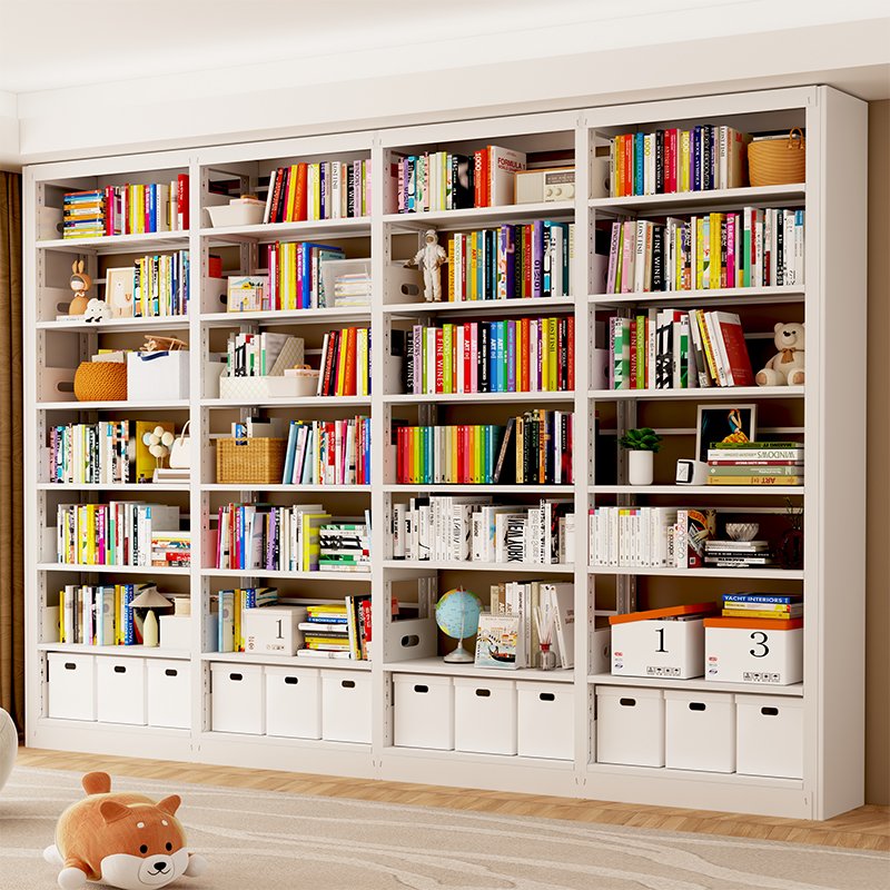 钢制图书馆书一体靠墙落地置物客厅多层家用儿童书籍馆铁书