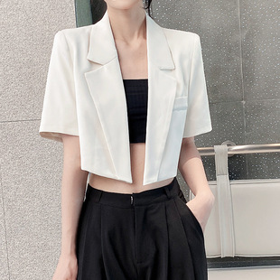 Spring and Summer High-End Short Suit Jacket Short-Sleeved Women's Design Niche Elegant Loose Right-Angle Shoulder Slimming Top
