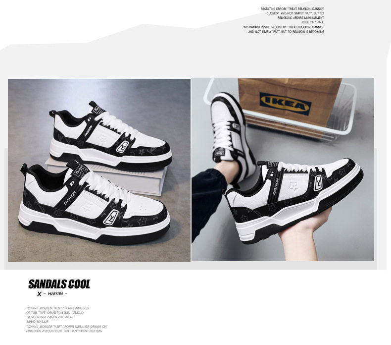 Giày sneaker nam da nhân tạo phối màu, đế bằng gót thấp 1–3 cm, dây buộc — Màu trắng màu cachi, Xanh trắng, Đen trắng chi tiết 10