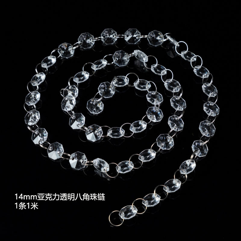 Acrílico boda de cristal cadena de cuentas cortina de boda escenario decoración techo transparente cuentas octagonal divisoria de cuentas